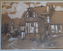 Carregar imagem no visualizador da galeria, "Paysages de montagne" Dessin rehaussé à la gouache