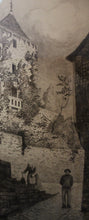 Cargar imagen en el visor de la galería, Gravure de la grande rue et du réfectoire du Mont Saint-Michel part Henri Léon VOISIN
