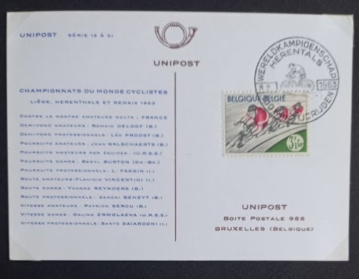 Rare carte Neo Maximum Championnats du monde cycliste 1963