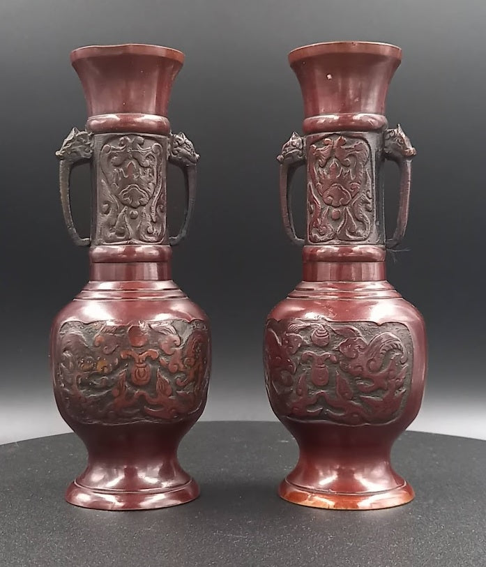 Chine vases balustres en bronze