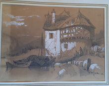 Cargar imagen en el visor de la galería, &quot;Paysages de montagne&quot; Dessin rehaussé à la gouache
